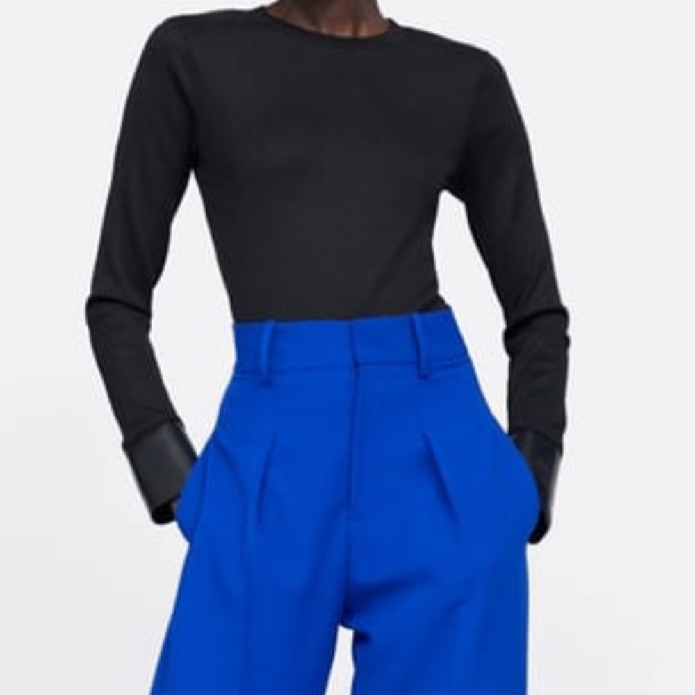Top from Zara with faux leather trim